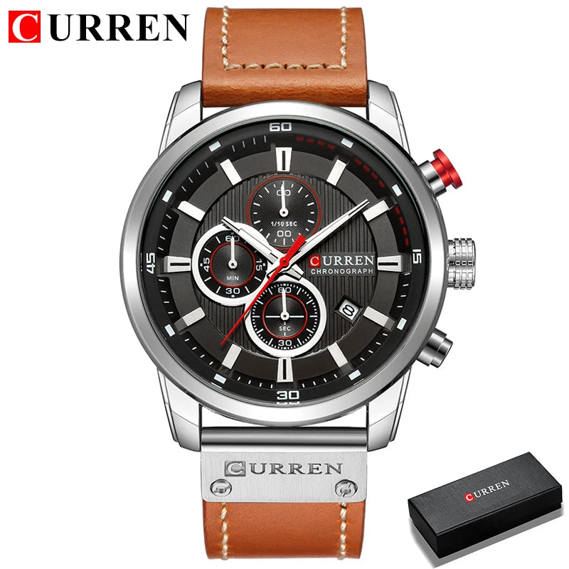 CURREN 8291 - Relógio de quartzo de luxo