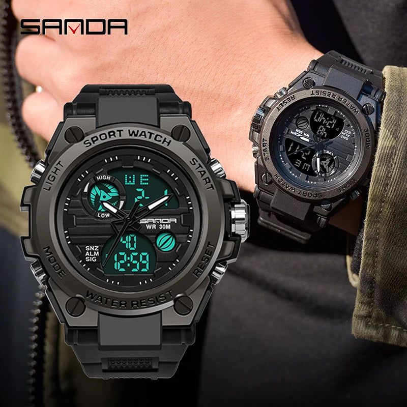 SANDA 739 - Relógio Digital Estilo G Shock Militar
