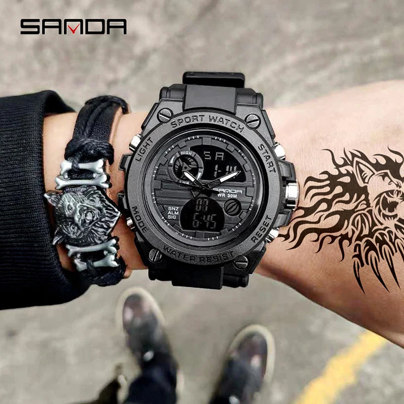 SANDA 739 - Relógio Digital Estilo G Shock Militar